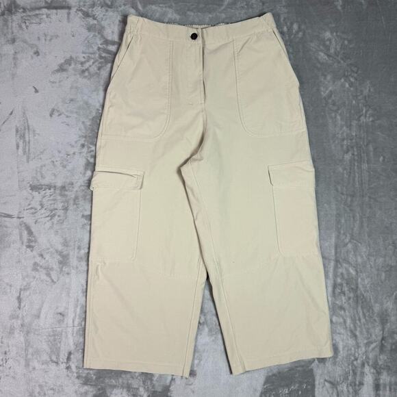Lululemon Light Utlitech Cargo Pocket High-rise Crop Pants Womens 29 Ivory STAIN - Picture 1 of 11